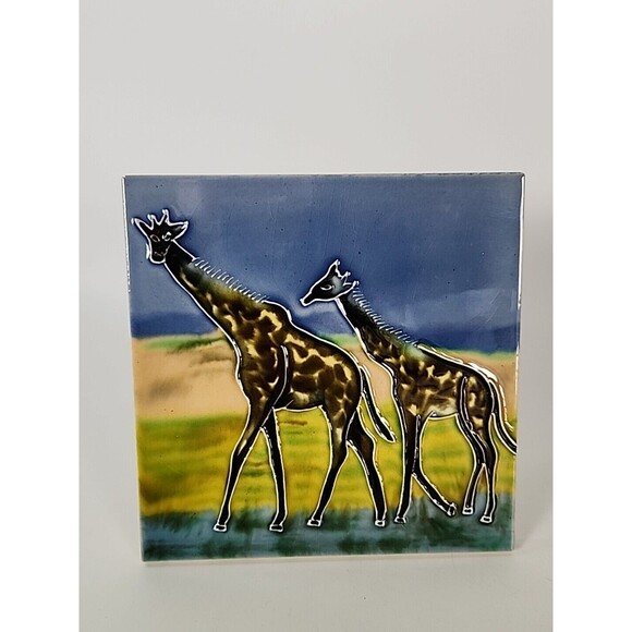 Giraffe Adult and Baby Backsplash 6 x 6 Decorative Wall Art Ceramic Tile Trivet - Picture 2 of 11